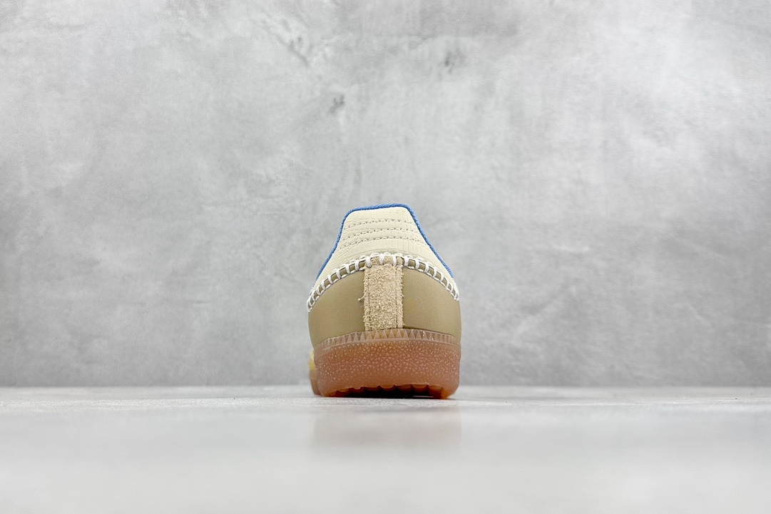 Adidas Originals Samba Classic”Tan/White/Gum” Samba dance shoes ”Jointly branded milk tea yellow, milk white and blue raw rubber sole” IH3261
