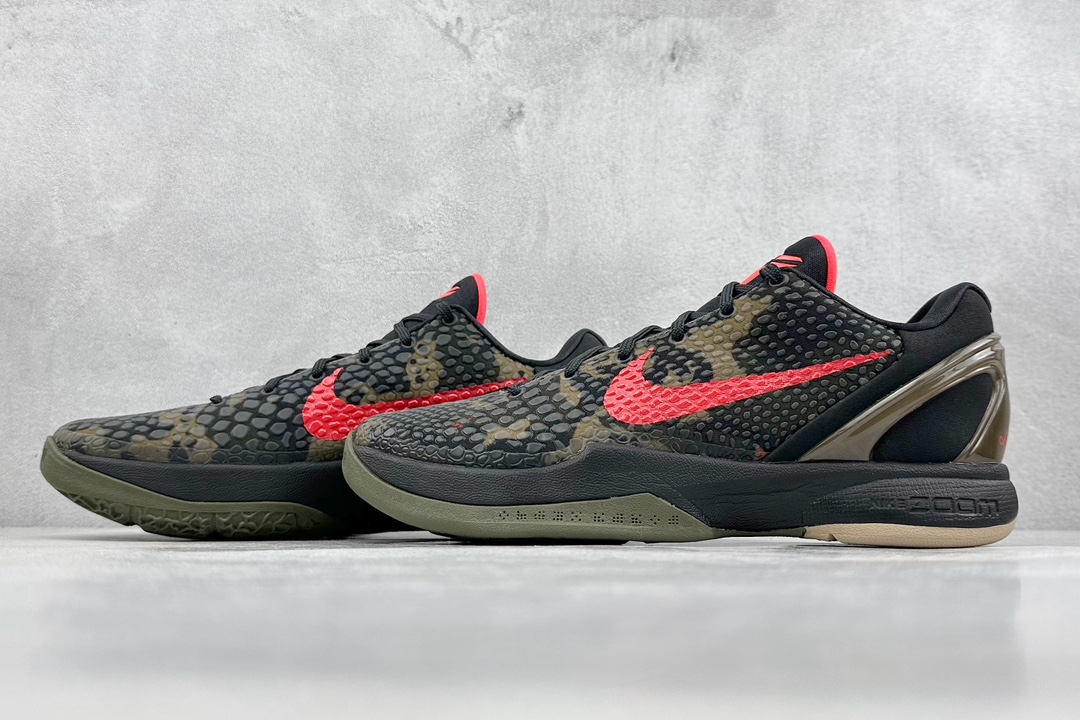 350 GT纯原 Nike Zoom Kobe 6 Protro "Italian Camo” 黑红 FQ3546-001