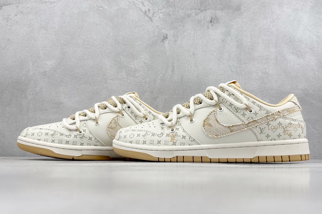 300 Nike SB Dunk Low x Louis Vuitton 米白黄绑带满天星 SJ2068-250