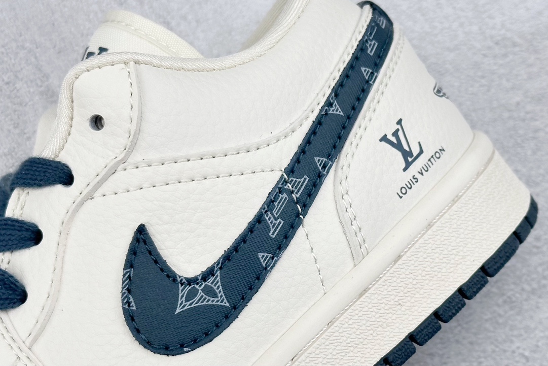 280 Air Jordan 1 Low AJ1 乔1 LV联名-米白蓝勾 高端定制低帮文化休闲板鞋 WG8850-005