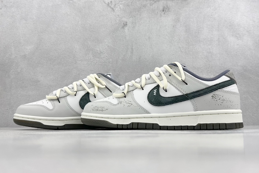 280 YC版 Nk Dunk Low 浅灰墨绿勾 SB低帮绑带休闲板鞋 FJ4188-100