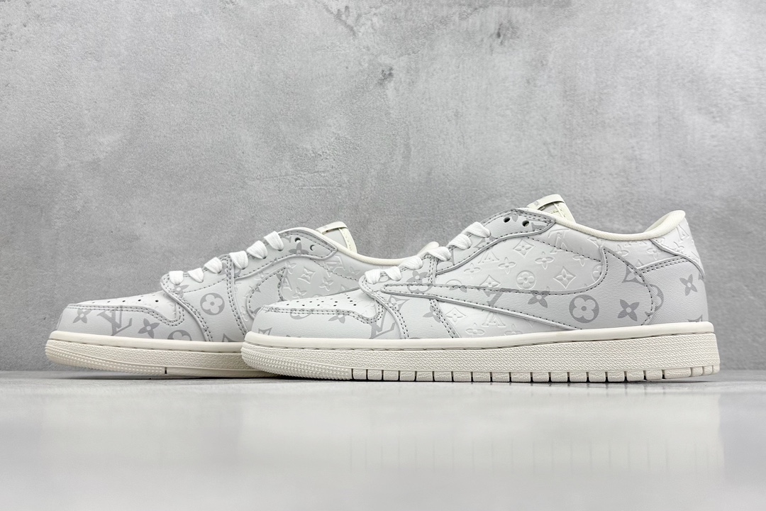 280 Air Jordan 1 Retro Low x Louis Vuitton x Travis Scott 三方联名满印白灰 LX1988-500