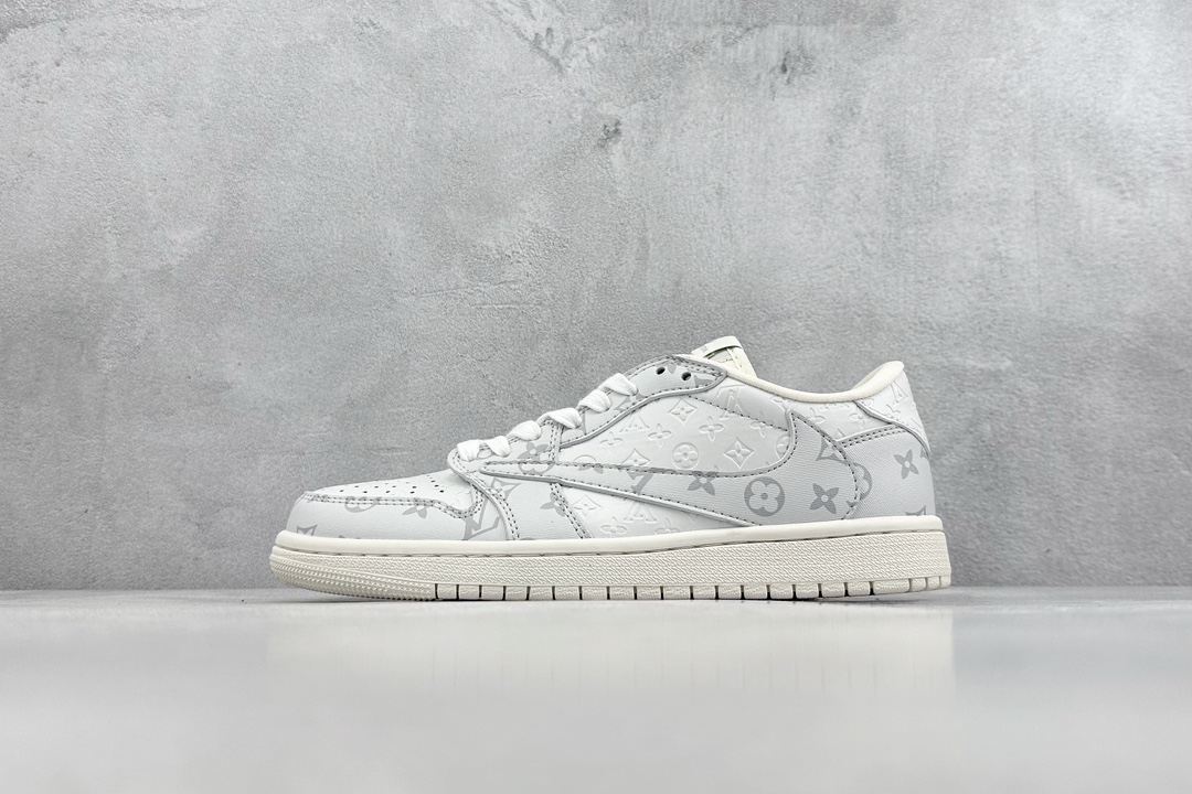 280 Air Jordan 1 Retro Low x Louis Vuitton x Travis Scott 三方联名满印白灰 LX1988-500
