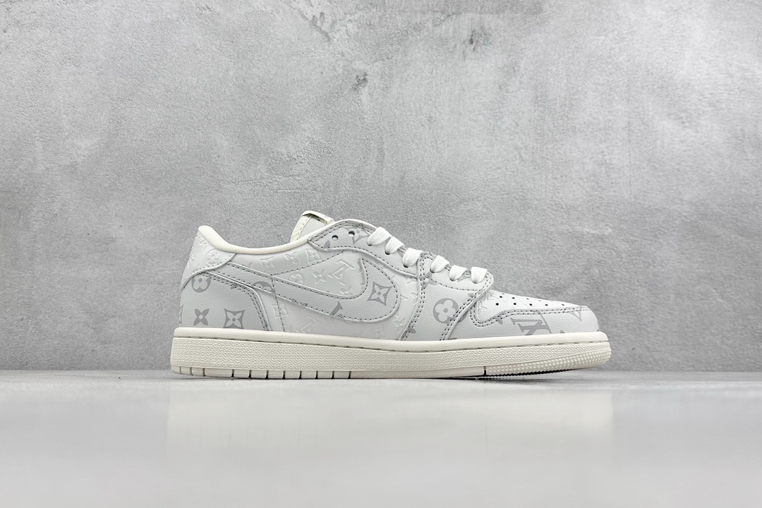 280 Air Jordan 1 Retro Low x Louis Vuitton x Travis Scott 三方联名满印白灰 LX1988-500