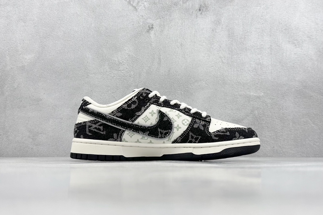 280 NK Dunk Low Retro ”DIY高端定制” LV米白黑牛仔印花 低帮休闲运动板鞋 SJ2068-256