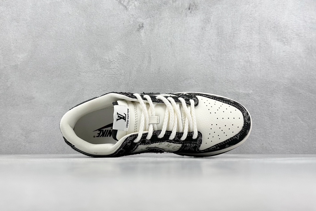 280 NK Dunk Low Retro ”DIY高端定制” LV米白黑牛仔印花 低帮休闲运动板鞋 SJ2068-256