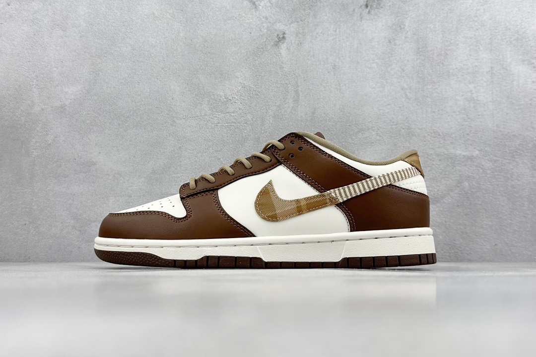 200 ST版 Nike Dunk Low GS Brown Plaid 白棕拼接 FV3653-191