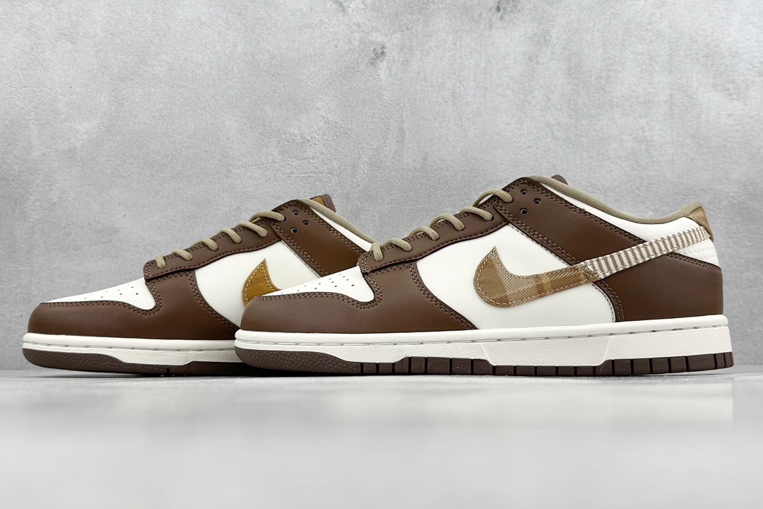 200 ST版 Nike Dunk Low GS Brown Plaid 白棕拼接 FV3653-191
