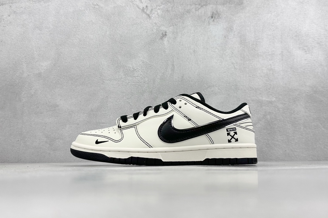 Nk SB Dunk Low OFF-WHITE联名-米黑勾 周年高端定制 低帮休闲板鞋   DJ2024-003