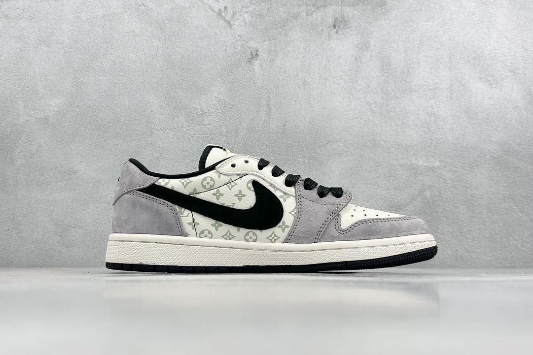 Travis Scott x Nike Air Jordan 1 Low x Louis Vuitton 三方联名 Air Jordan 1 Low 反转白浅紫黑倒钩 SJ2068-101