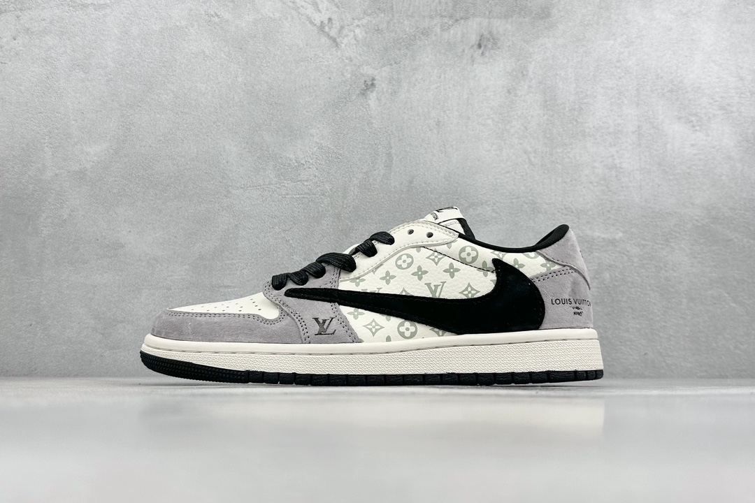 Travis Scott x Nike Air Jordan 1 Low x Louis Vuitton 三方联名 Air Jordan 1 Low 反转白浅紫黑倒钩 SJ2068-101