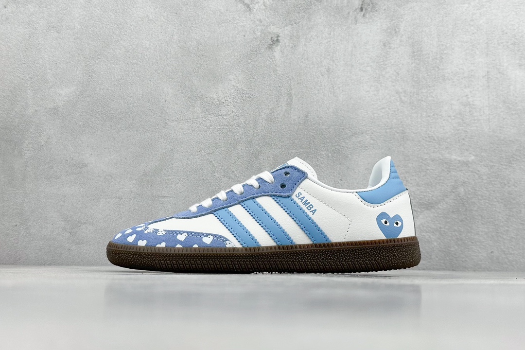 R版 adidas originals SAMBA OG 川久保玲联名 蓝白  FW2413