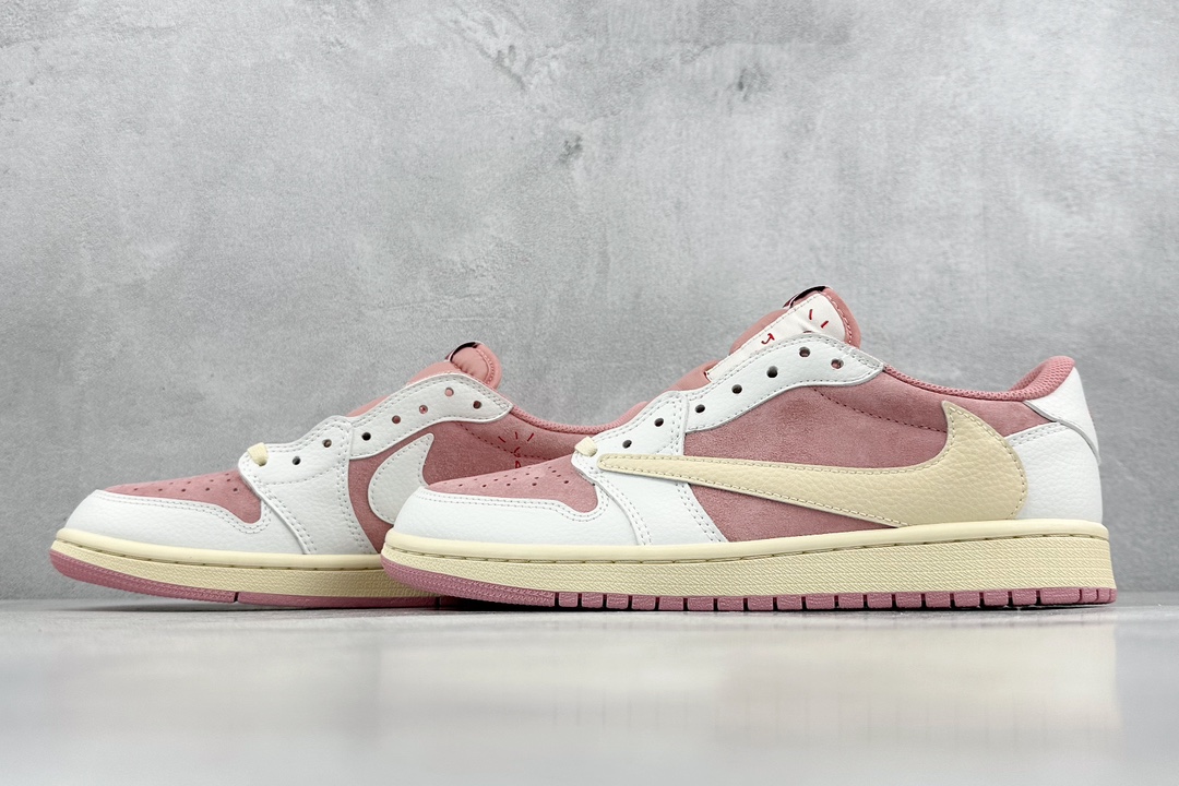 KW神版 Travis Scott x Air Jordan 1 Low 粉白 倒勾低帮 DM7866-600