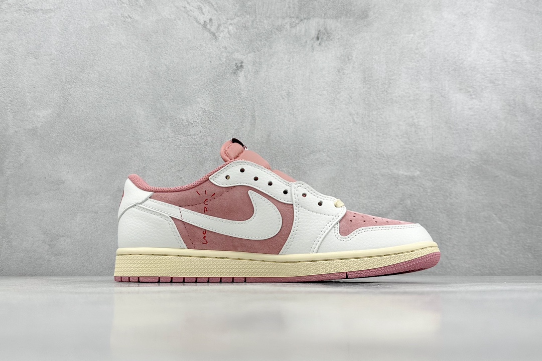 KW神版 Travis Scott x Air Jordan 1 Low 粉白 倒勾低帮 DM7866-600