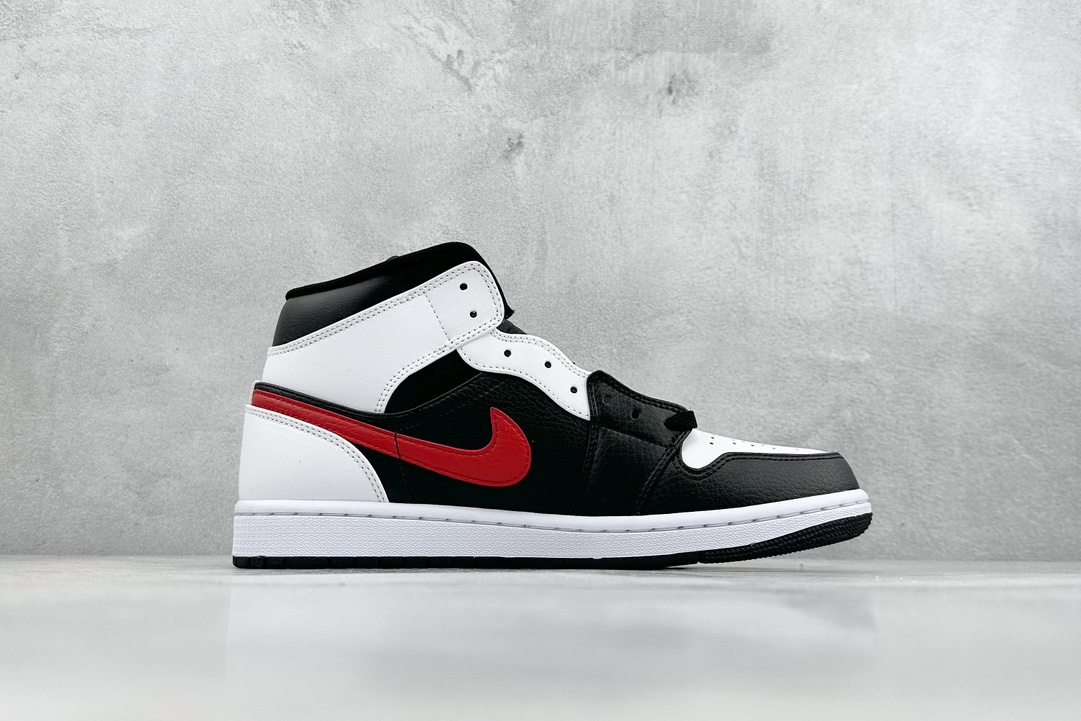 VT性价比 Air Jordan 1 Mid 红勾熊猫 中帮系列   554724-075