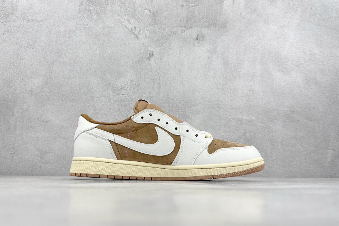 KW神版 Travis Scott x Air Jordan 1 Low 棕粉倒勾低帮 DM7866-106