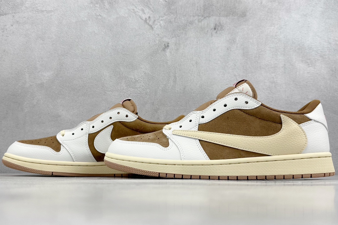 KW神版 Travis Scott x Air Jordan 1 Low 棕粉倒勾低帮 DM7866-106