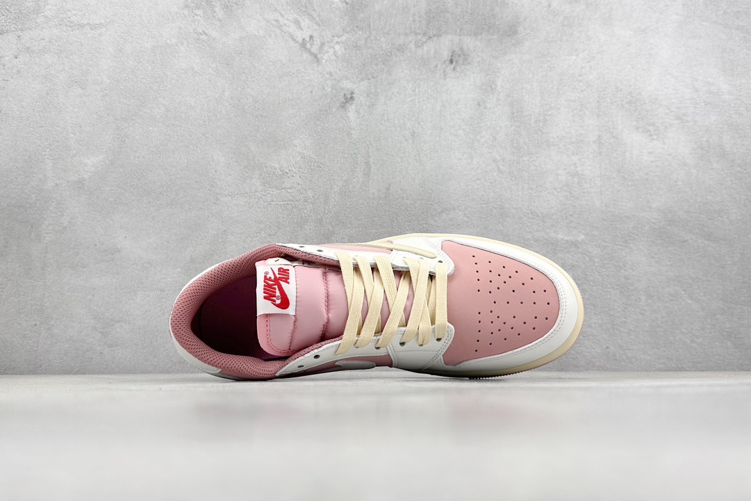 K版 Travis Scott x Air Jordan 1 Low 粉白 倒勾低帮 DM7866-600