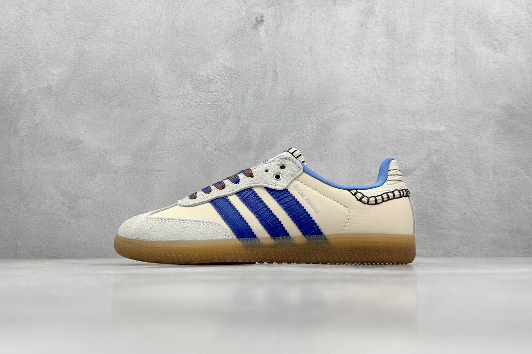 Ls版 Wales Bonner x Adidas Originals Samba Classic”Tan/White/Gum”桑巴舞板鞋“联名米白蓝生胶底” IH7756