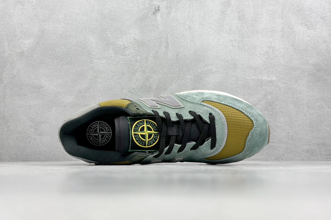 New Balance U574 x Stone Island 石头岛联名 棕绿 低帮复古休闲运动慢跑鞋 U574LGTN