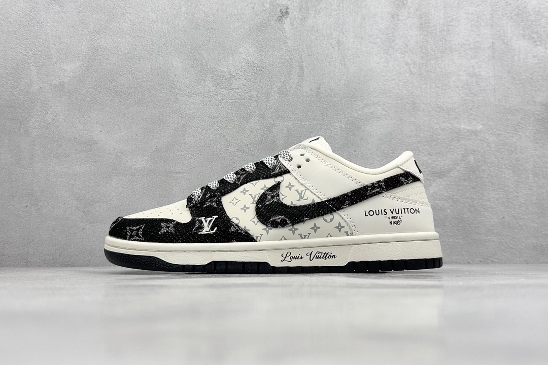 Nike SB Dunk Low x Louis Vuitton 白黑牛仔布满天星 JH8310-946