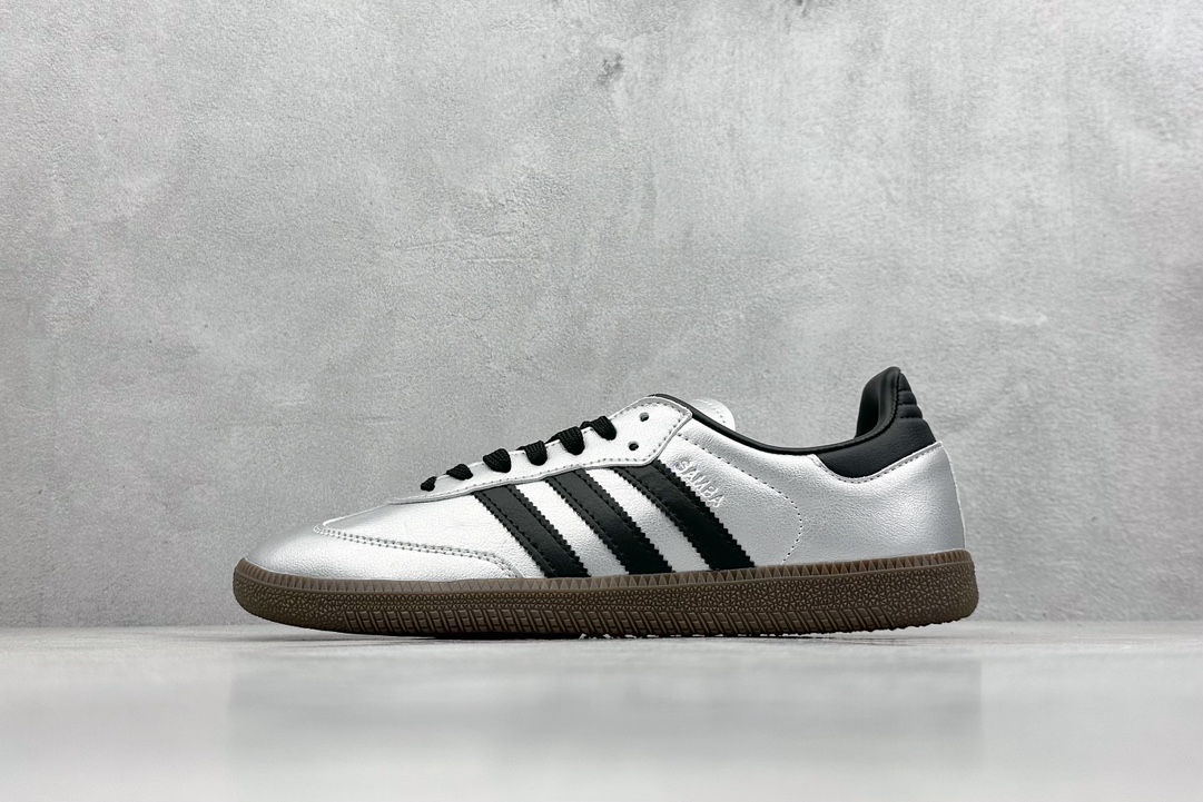 R版 adidas originals SAMBA OG 银黑色 JI4218