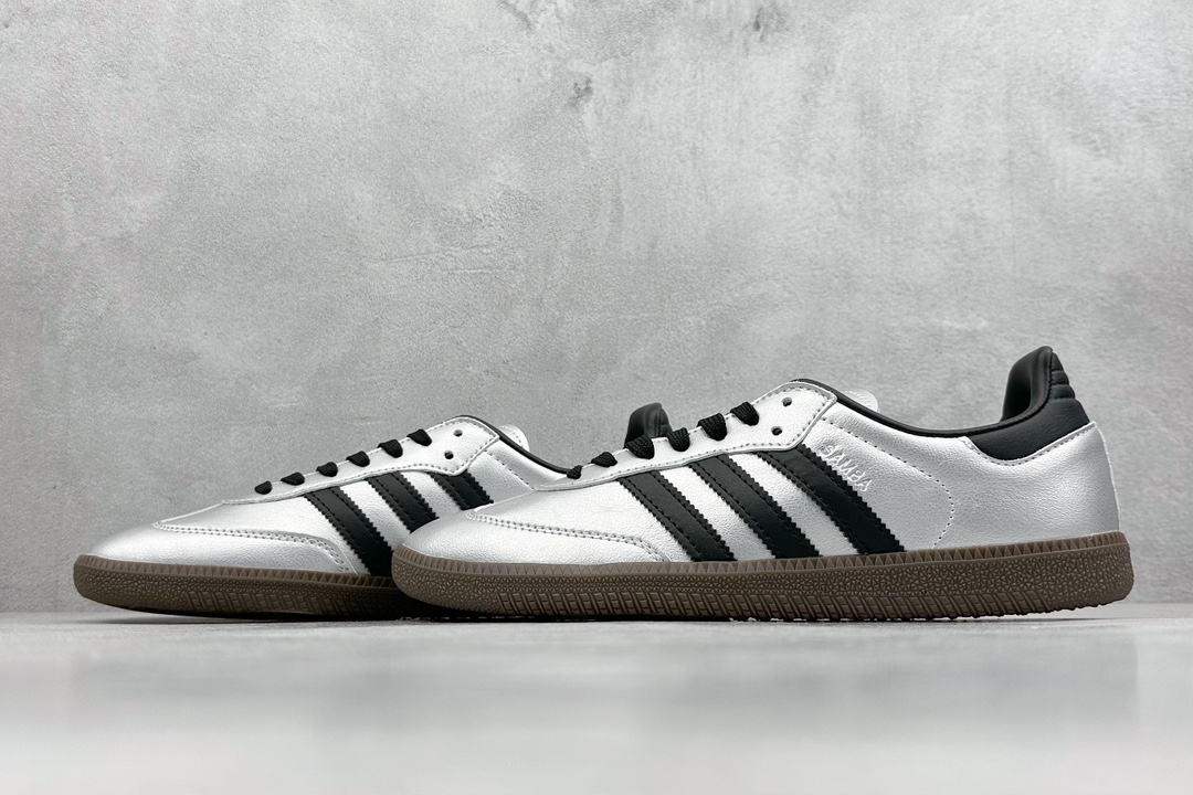 R版 adidas originals SAMBA OG 银黑色 JI4218