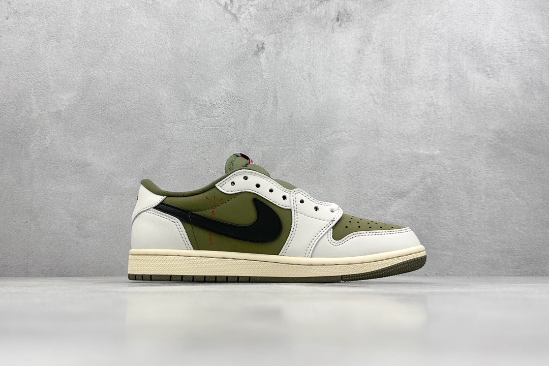 KW神版 Travis Scott x Jordan Air Jordan 1 Low OG ”MediumOlive” 米绿 DM7866-200