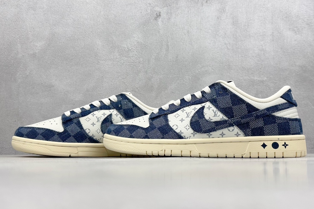 Nike SB Dunk Low x Louis Vuitton 白深蓝牛仔 JH8310-949