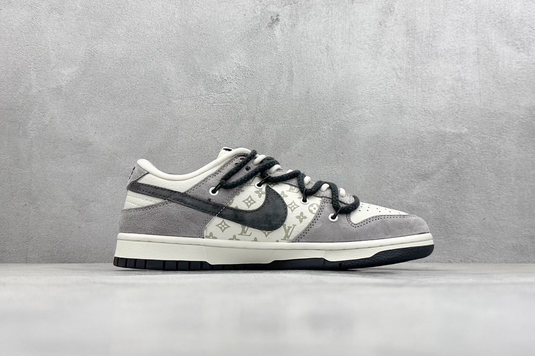 Nk SB Dunk Low LV联名-米灰黑印花 周年高端定制 低帮休闲板鞋 FC1688-166