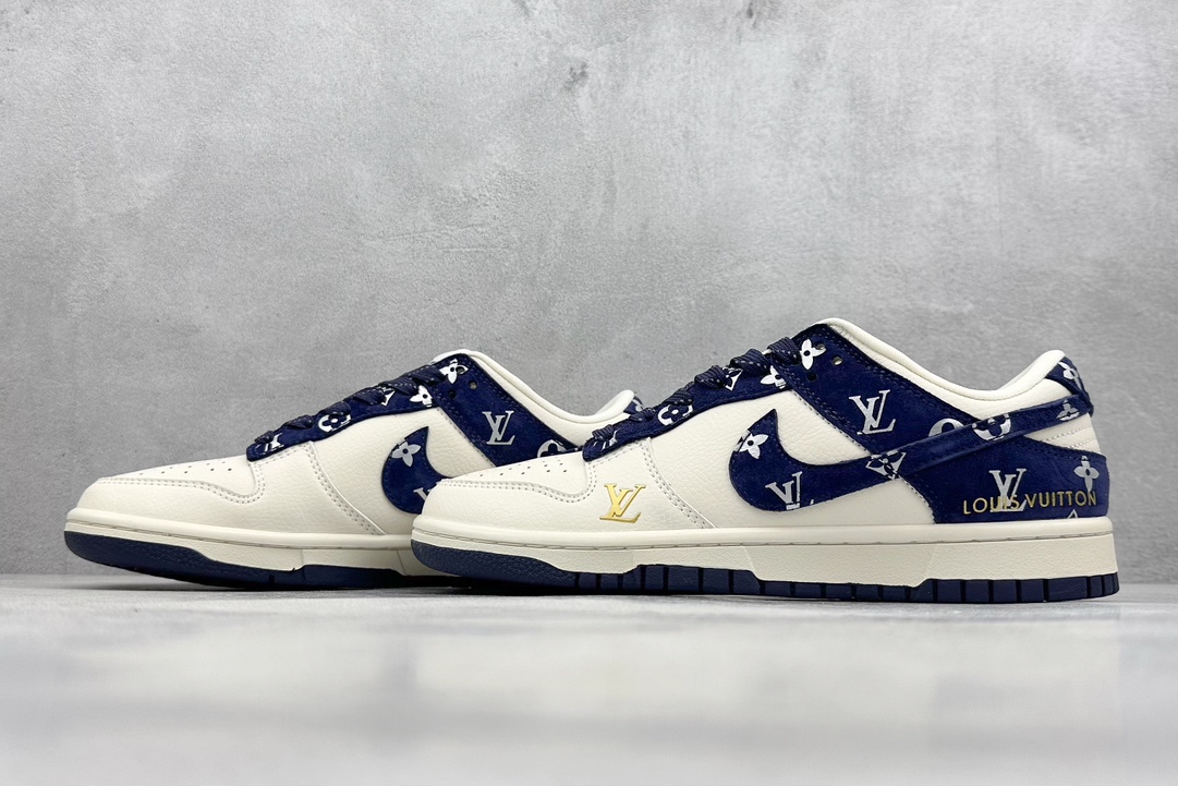 Nike SB Dunk Low x Louis Vuitton 白蓝拼接翻毛 XD6188-029