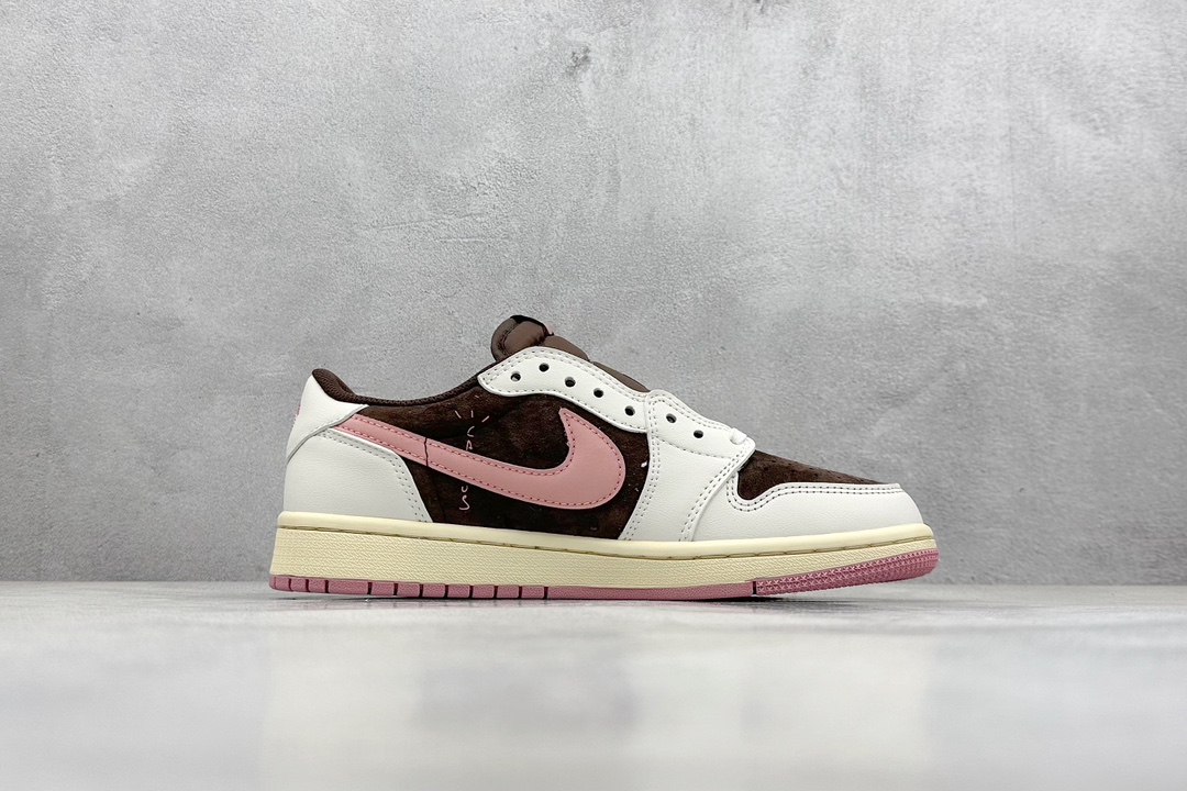 KW神版 Travis Scott x Jordan Air Jordan 1 LOW OG SPAR 白棕粉 DZ4137-206