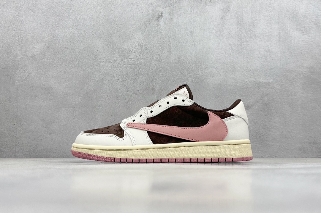 KW神版 Travis Scott x Jordan Air Jordan 1 LOW OG SPAR 白棕粉 DZ4137-206