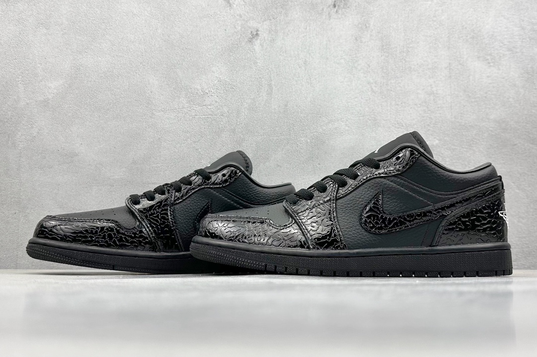 外贸 Jordan Air Jordan 1漆皮皮革 LOW “Black Croc”黑色 HJ7743-010