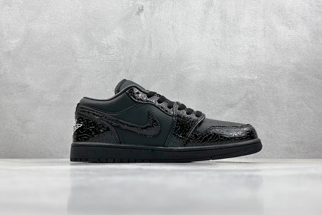 外贸 Jordan Air Jordan 1漆皮皮革 LOW “Black Croc”黑色 HJ7743-010