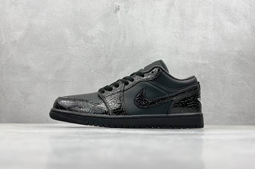 外贸 Jordan Air Jordan 1漆皮皮革 LOW “Black Croc”黑色 HJ7743-010