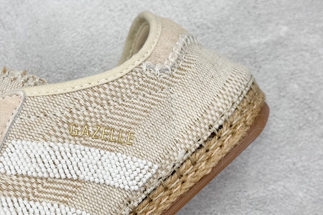 R版 Adidas Gazelle”Halo Ivory”羚羊内训系列低帮复古薄底德训风百搭休闲运动板鞋“联名米白编织” IH3144