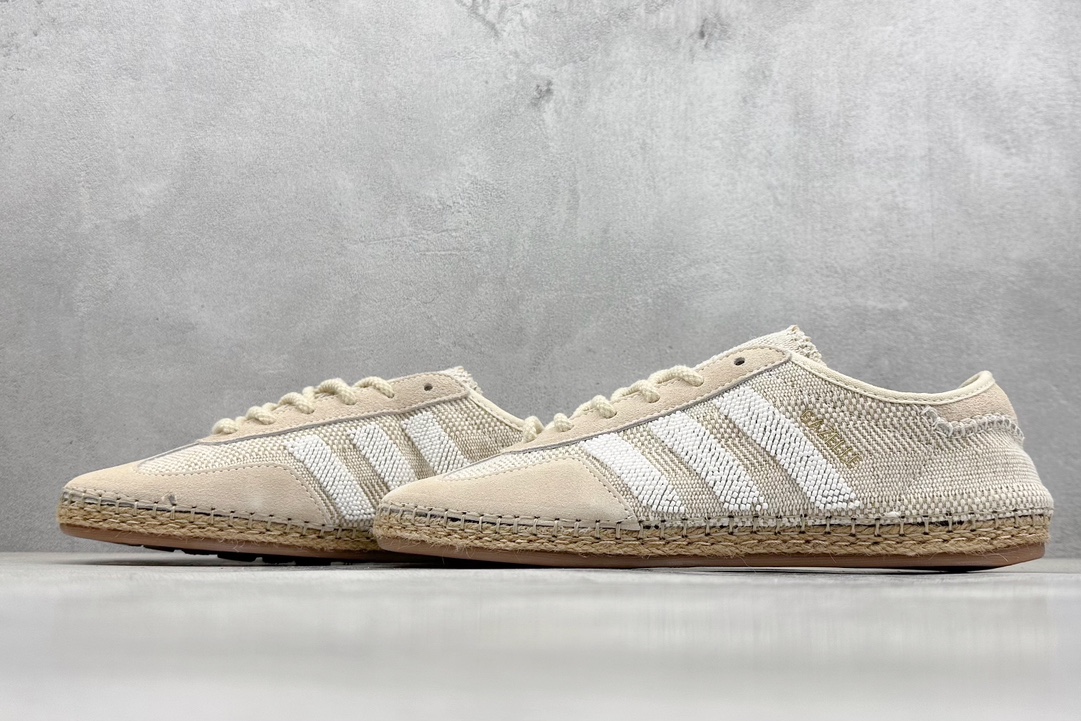 R版 Adidas Gazelle”Halo Ivory”羚羊内训系列低帮复古薄底德训风百搭休闲运动板鞋“联名米白编织” IH3144