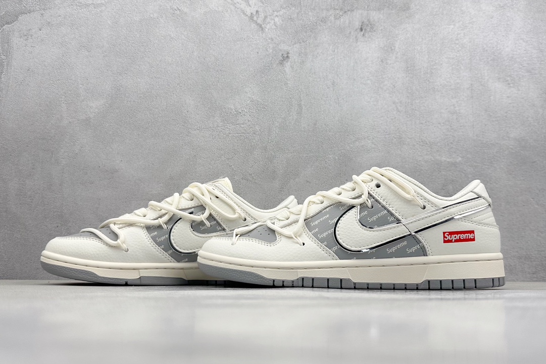 Nk SB Dunk Low Supreme联名-米白银狐刻字 低帮休闲板鞋 JJ5688-106