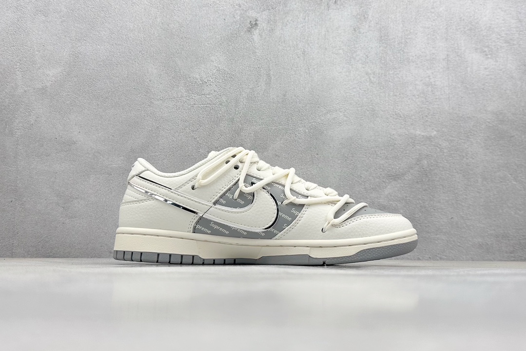 Nk SB Dunk Low Supreme联名-米白银狐刻字 低帮休闲板鞋 JJ5688-106