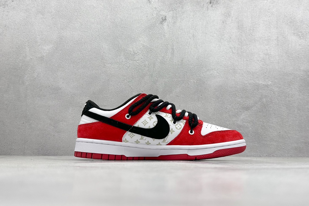 Nike SB Dunk Low x Louis Vuitton 白黑红绑带 SJ2068-231