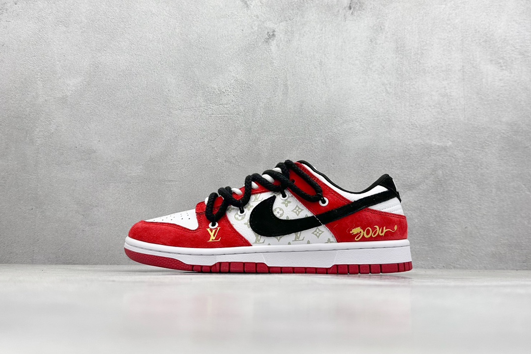 Nike SB Dunk Low x Louis Vuitton 白黑红绑带 SJ2068-231