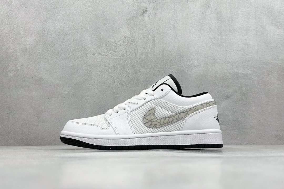 K版 Air Jordan 1 Low 白灰 AJ1乔1低帮休闲板鞋 338145-110