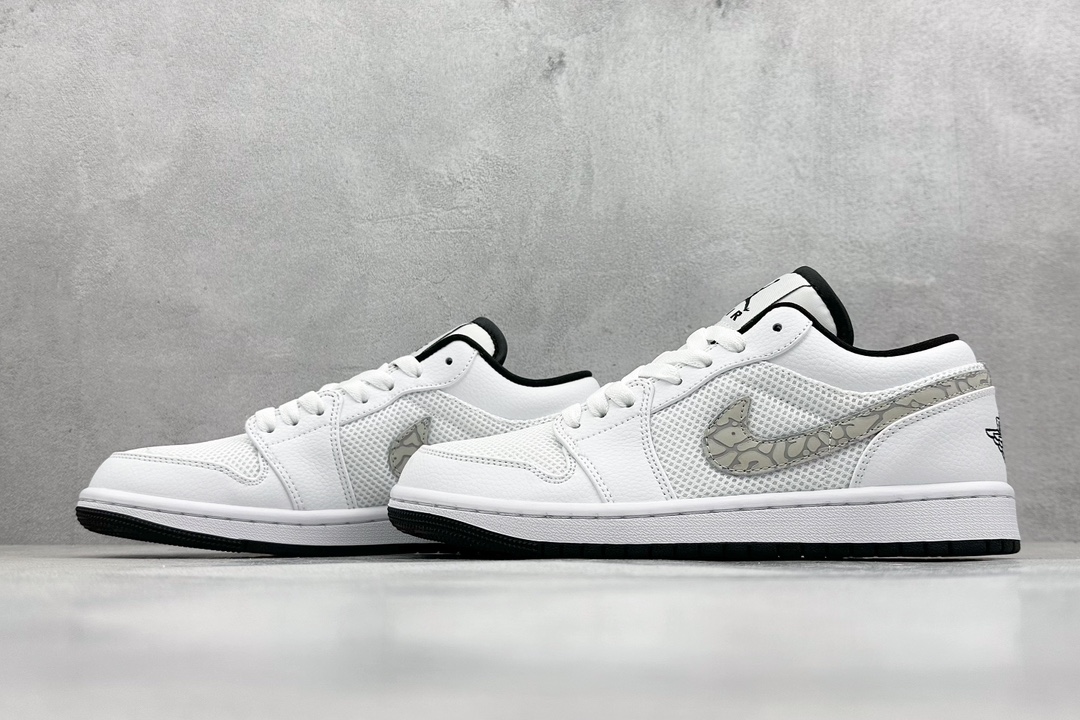 K版 Air Jordan 1 Low 白灰 AJ1乔1低帮休闲板鞋 338145-110