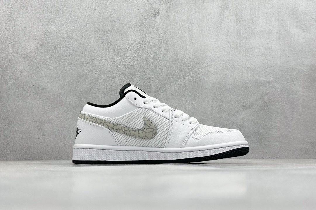 K版 Air Jordan 1 Low 白灰 AJ1乔1低帮休闲板鞋 338145-110