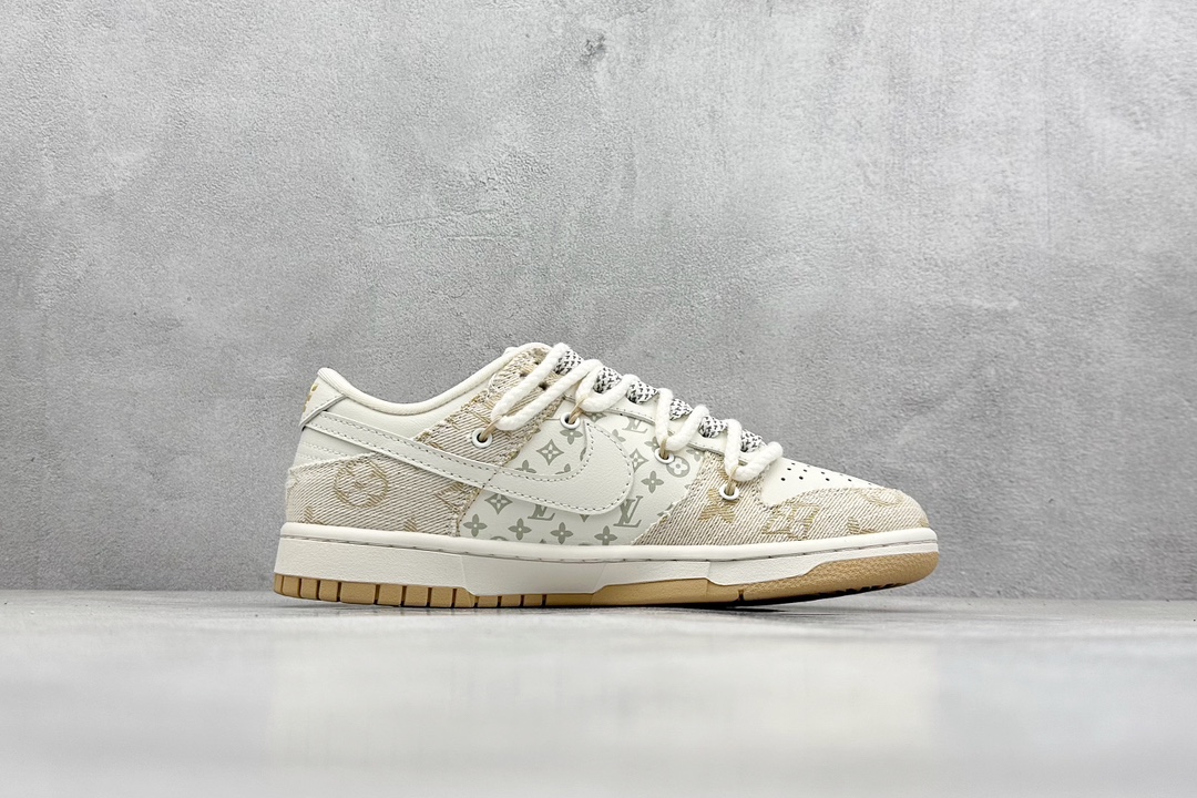 Nike SB Dunk Low x Louis Vuitton 定制绑带白黄 SJ2068-247