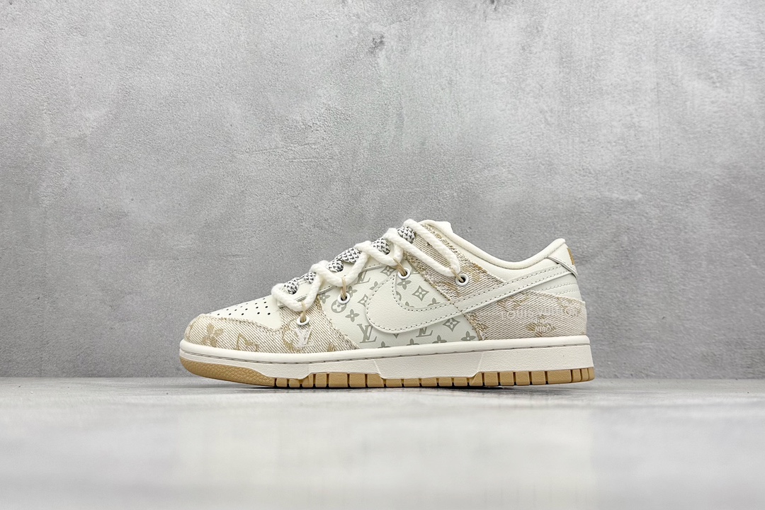 Nike SB Dunk Low x Louis Vuitton 定制绑带白黄 SJ2068-247