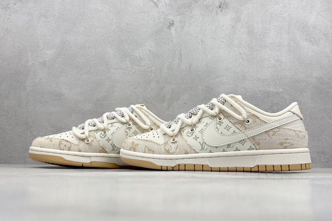 Nike SB Dunk Low x Louis Vuitton 定制绑带白黄 SJ2068-247