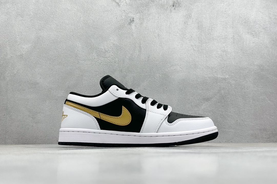 Dt纯原 Air Jordan 1 Low AJ1 乔1黑白金勾 低帮文化篮球鞋 553558-172