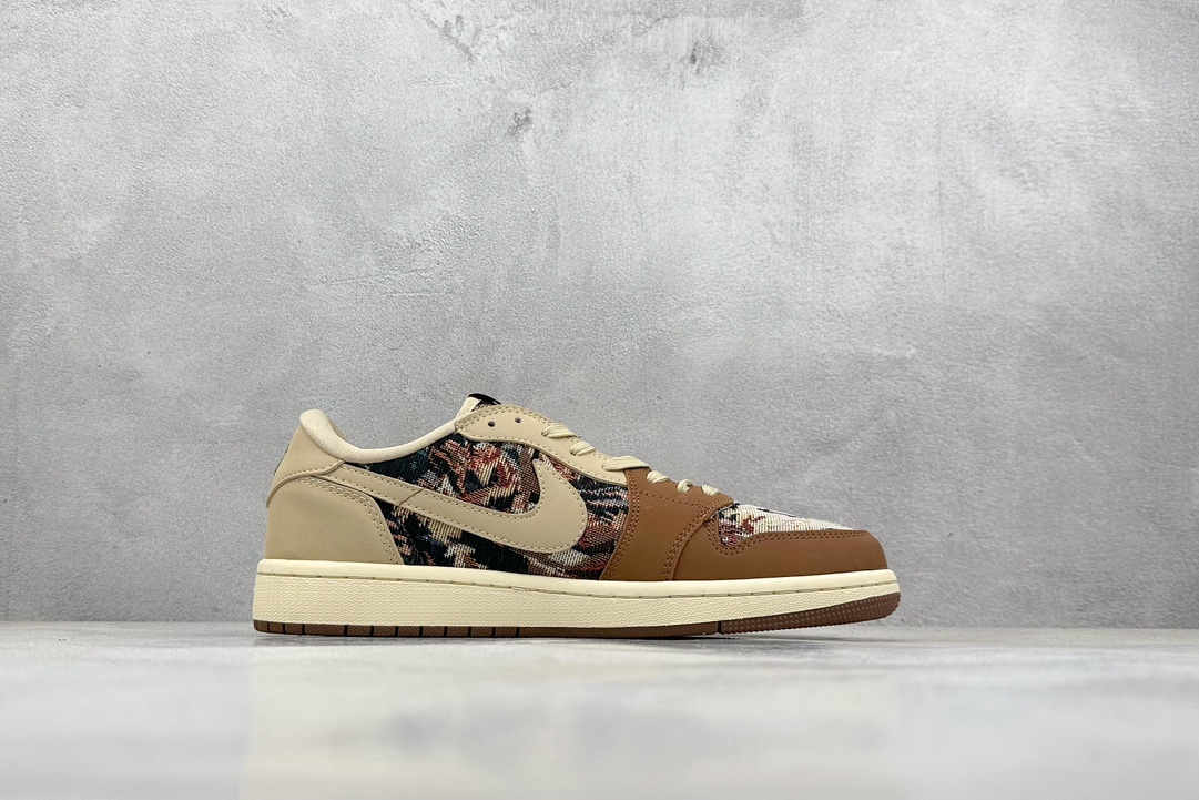 Travis Scott x Nike Air Jordan 1 Low x CLOT 三方联名 Air Jordan 1 Low 反转迷彩棕黄倒钩 JH6088-610